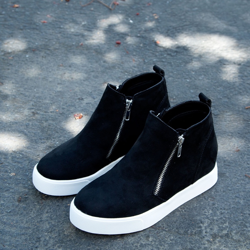 NEW🔥 Side Zip Wedge Heel Platform Sneaker Booties - Picture 7 of 10